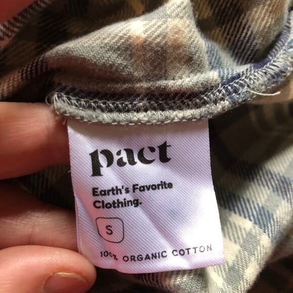 Pact Top Plaid Organic Cotton Button Up Flannel Sz S Pockets Soft Cozy - Picture 6 of 8